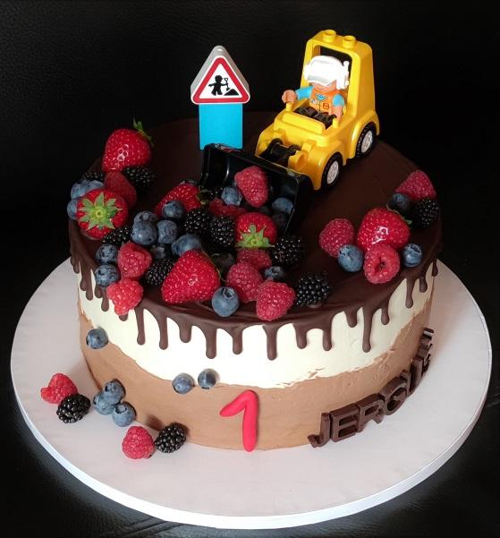 ovocná s legovým bagrikom, torta, Torty autíčka, vláčiky, KSlavka, 1