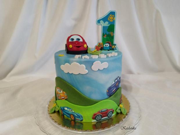 Autíčka, torta, Torty autíčka, vláčiky, Kadanka, 1