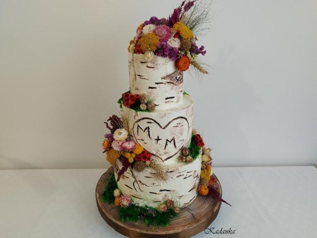 Breza krémová tortička s lúčnymi sušenými kvetinkami😉, torta, Svadobné torty, Kadanka, 1