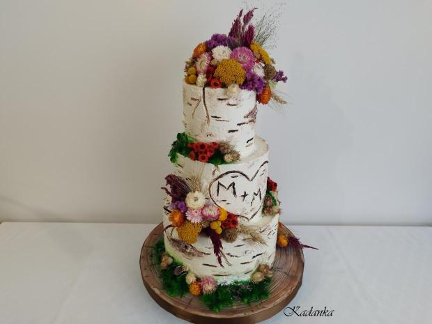 Breza krémová tortička s lúčnymi sušenými kvetinkami😉, torta, Svadobné torty, Kadanka, 2