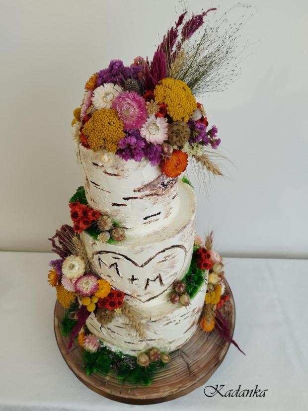 Breza krémová tortička s lúčnymi sušenými kvetinkami😉, torta, Svadobné torty, Kadanka, 3