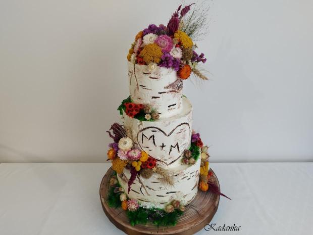 Breza krémová tortička s lúčnymi sušenými kvetinkami😉, torta, Svadobné torty, Kadanka, 4
