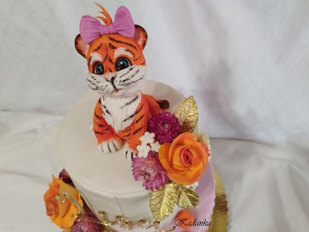 Modelácia Hravé tigrie mláďa / Playful tiger cub, torta, Torty so zvieratkami, Kadanka, 3