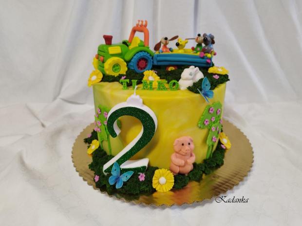 Tortička traktorík s vlečkou  pre malého oslávenca, torta, Torty autíčka, vláčiky, Kadanka, 1