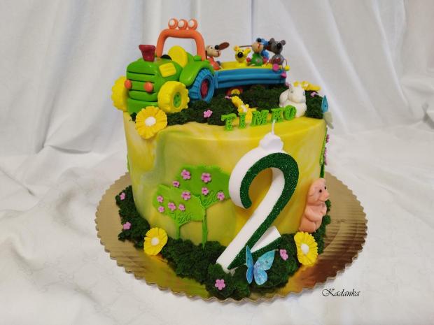 Tortička traktorík s vlečkou  pre malého oslávenca, torta, Torty autíčka, vláčiky, Kadanka, 3