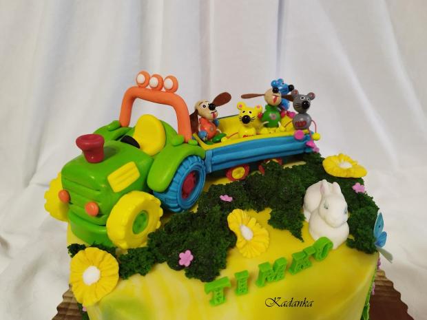 Tortička traktorík s vlečkou  pre malého oslávenca, torta, Torty autíčka, vláčiky, Kadanka, 4