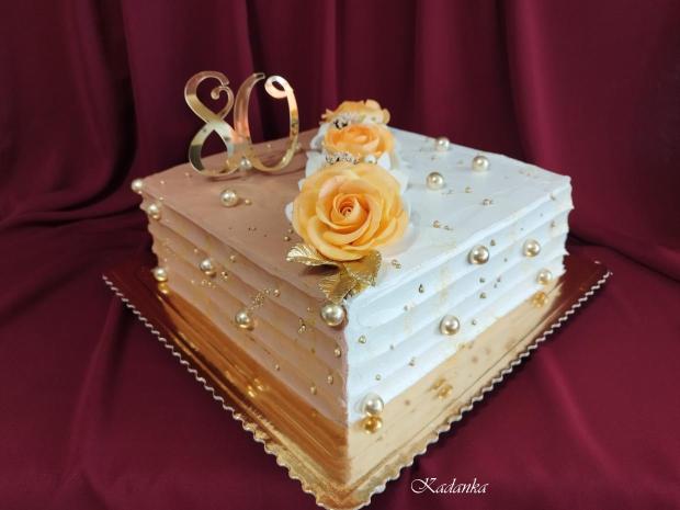 Ku krásnemu jubileu krémová  čokoládovo biela, torta, Narodeninové torty, Kadanka, 1