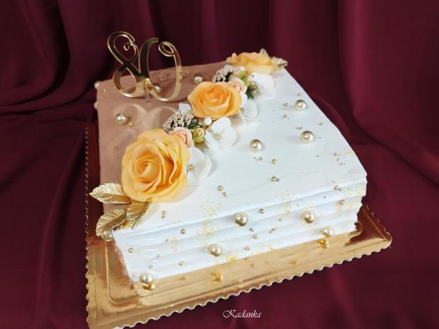 Ku krásnemu jubileu krémová  čokoládovo biela, torta, Narodeninové torty, Kadanka, 2