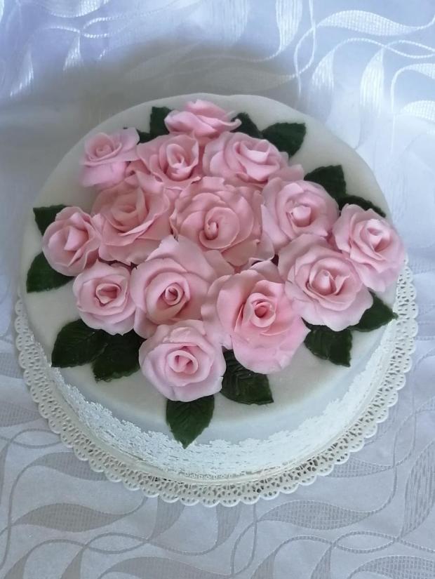 Svadobná s ružami a čipkou , torta, Svadobné torty, Mariolka, 2