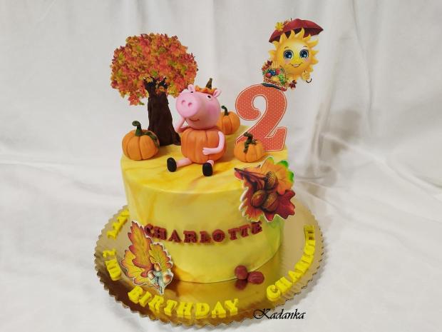 Prasiatko Peppa Pig v tekvičkovom šate, torta, Torty pre deti, Kadanka, 1