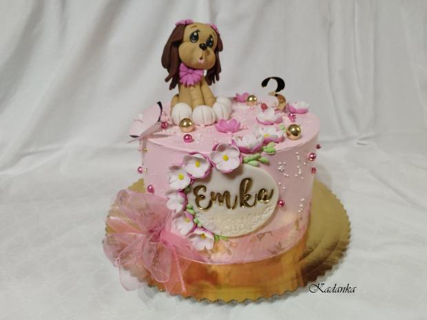 Krémová tortička so psíkom na želanie pre Emku, torta, Torty so zvieratkami, Kadanka, 1