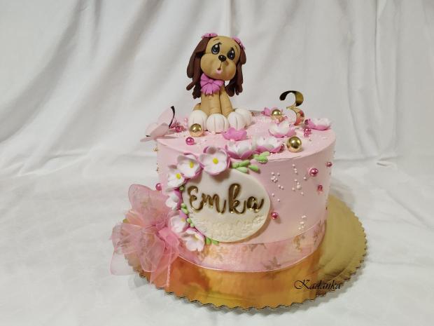 Krémová tortička so psíkom na želanie pre Emku, torta, Torty so zvieratkami, Kadanka, 3