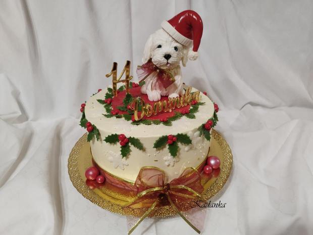 Vianočná krémová tortička s vianočným Maltezáčikom pre Dominiku ❤, torta, Vianočné torty, Kadanka, 2