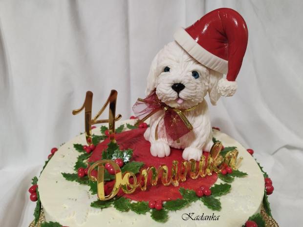 Modelácia vianočný Maltezáčik❤, torta, Ozdoby na torty, Kadanka, 1