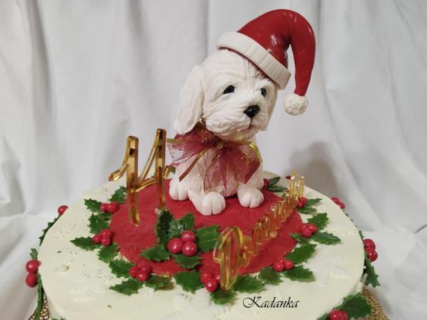 Modelácia vianočný Maltezáčik❤, torta, Ozdoby na torty, Kadanka, 3