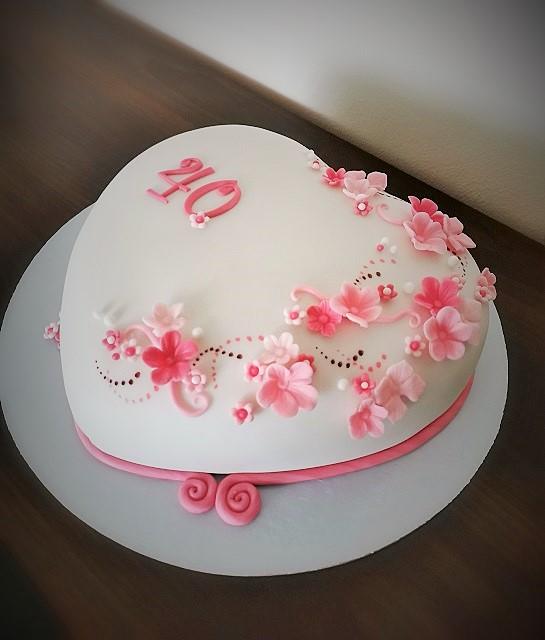 Srdce s kvietkami, torta, Narodeninové torty Srdce s kvietkami, torta, Narodeninové torty, zinka16, 1