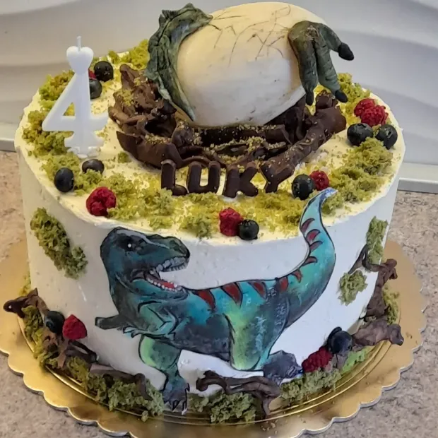 Torta s dinosaurom a vajcom, torta, Torty so zvieratkami, Obertová Mária, 1