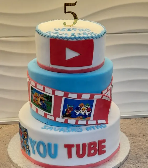 Poschodová torta YouTube, torta, Ostané torty pre deti, Obertová Mária, 1