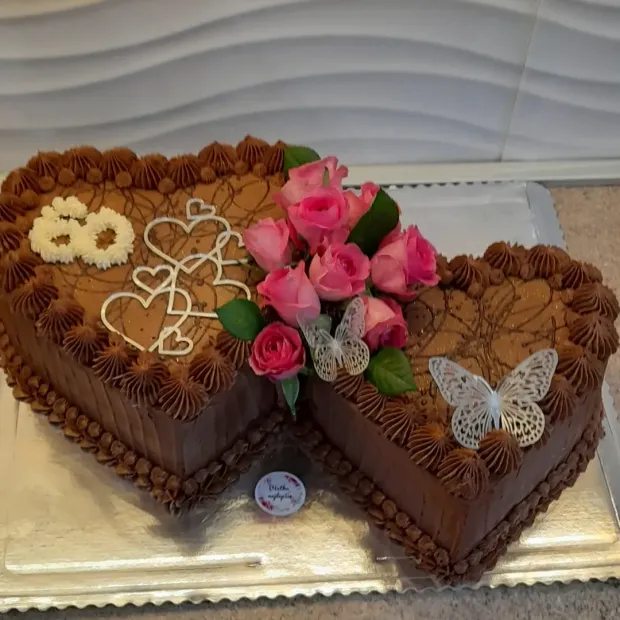 Torta - čokoládové dvojsrdce, torta, Narodeninové torty, Obertová Mária, 1