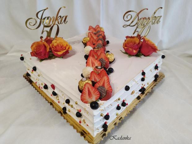 K 50 tinám pre dvojčatá Danku a Janku  krémová tortička❤, torta, Drip torty, Kadanka, 2