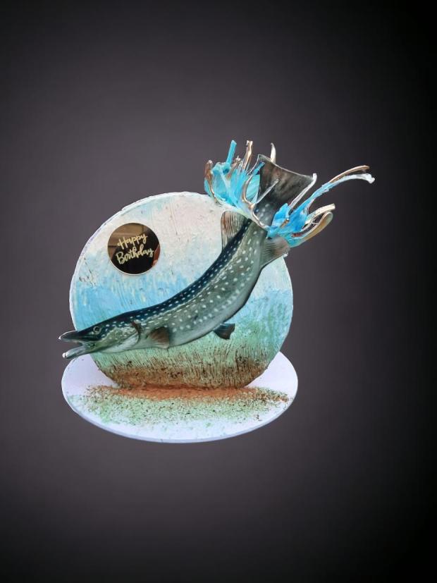 Torta pre rybára 🎣🎂🩵, torta, Netradičné torty, Julie's Cakes, 2