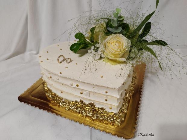 Svadobné srdiečko krémové bielo zlaté❤, torta, Svadobné torty, Kadanka, 2