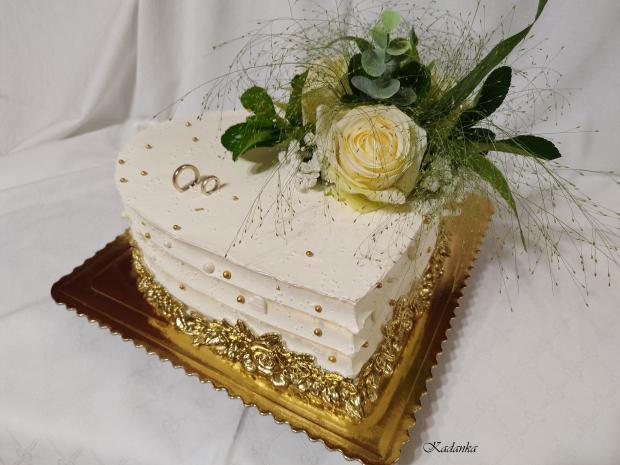 Svadobné srdiečko krémové bielo zlaté❤, torta, Svadobné torty, Kadanka, 3