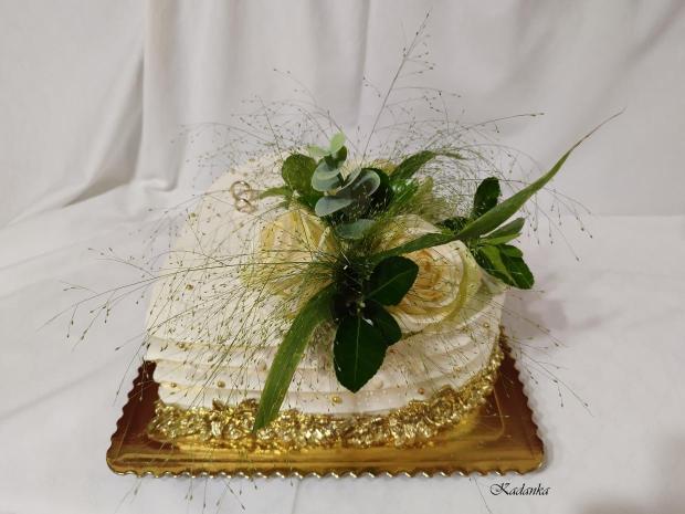 Svadobné srdiečko krémové bielo zlaté❤, torta, Svadobné torty, Kadanka, 4