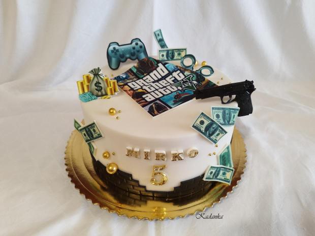 GTA Grand Theft Auto  akčná počítačová a konzolová hra pre Mirka na želanie❤, torta, Ostané torty pre deti, Kadanka, 1