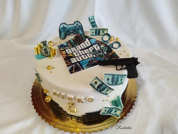 GTA Grand Theft Auto  akčná počítačová a konzolová hra pre Mirka na želanie❤, torta, Ostané torty pre deti, Kadanka, 2