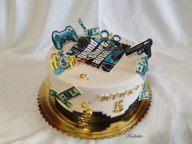 GTA Grand Theft Auto  akčná počítačová a konzolová hra pre Mirka na želanie❤, torta, Ostané torty pre deti, Kadanka, 3