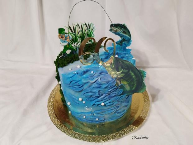 Pre vášnivého rybára k peknému jubileu, torta, Torty so zvieratkami, Kadanka, 2