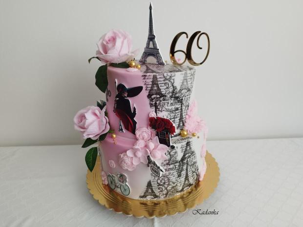 Paríž Eiffelova veža v štýle Vintage k peknému jubileu pre dámu, torta, Narodeninové torty, Kadanka, 3
