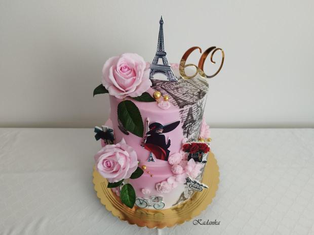 Paríž Eiffelova veža v štýle Vintage k peknému jubileu pre dámu, torta, Narodeninové torty, Kadanka, 4