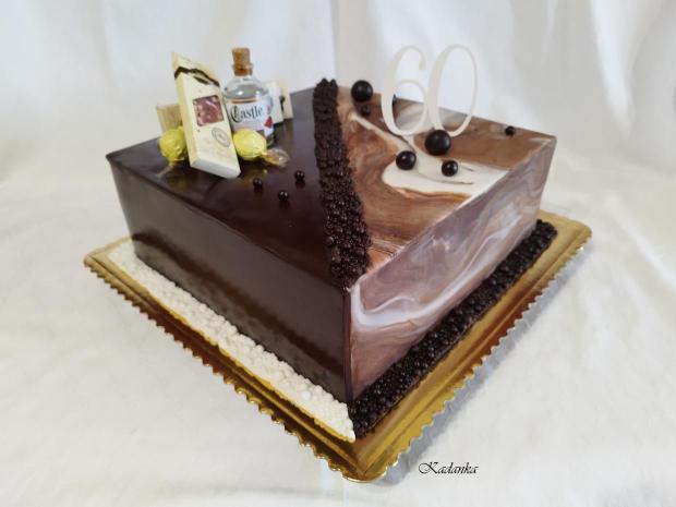 Ku krásnemu jubileu pre pána  čokoládovo mramorová😉, torta, Narodeninové torty, Kadanka, 1