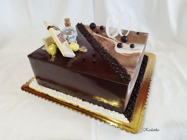 Ku krásnemu jubileu pre pána  čokoládovo mramorová😉, torta, Narodeninové torty, Kadanka, 2