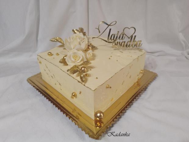 Zlatá svadba , krémová tortička vo vintage štýle, torta, Svadobné torty, Kadanka, 1