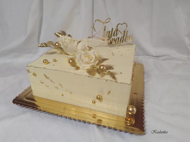 Zlatá svadba , krémová tortička vo vintage štýle, torta, Svadobné torty, Kadanka, 3