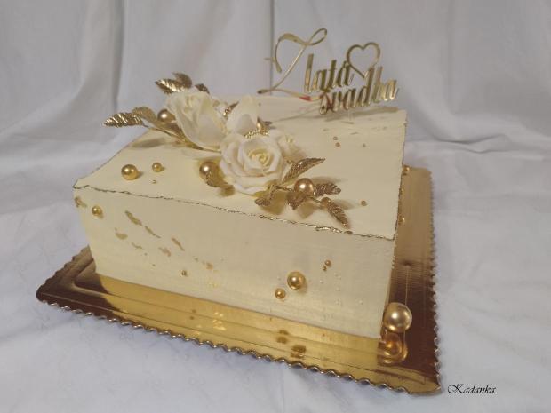 Zlatá svadba , krémová tortička vo vintage štýle, torta, Svadobné torty, Kadanka, 4