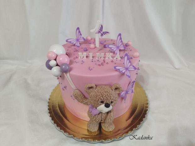 Macko s motýlikmi pre Mimku ❤, torta, Torty pre dievčatá, Kadanka, 3