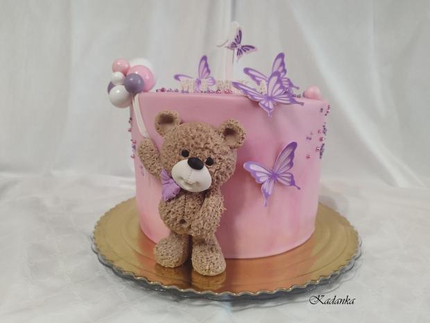 Macko s motýlikmi pre Mimku ❤, torta, Torty pre dievčatá, Kadanka, 4