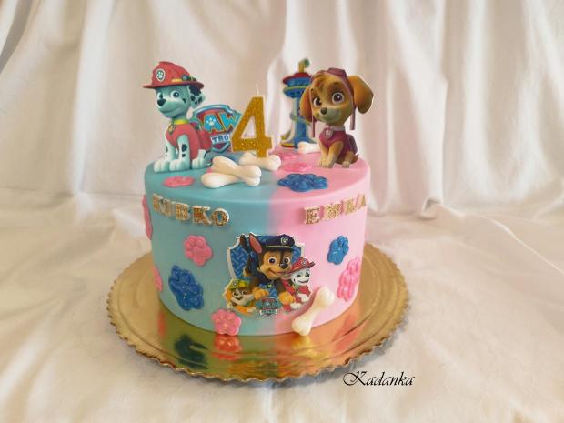 PAW Patrol - Labková patrola Tortička pre dvojčatá❤, torta, Rozprávkové torty, Kadanka, 1