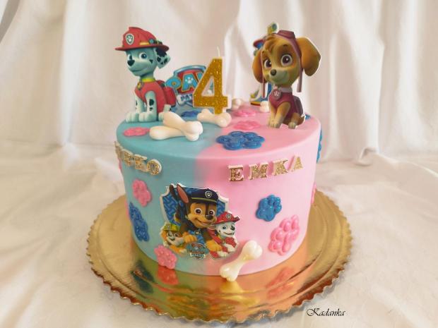 PAW Patrol - Labková patrola Tortička pre dvojčatá❤, torta, Rozprávkové torty, Kadanka, 3