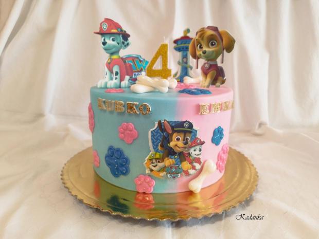 PAW Patrol - Labková patrola Tortička pre dvojčatá❤, torta, Rozprávkové torty, Kadanka, 4