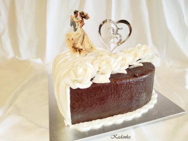 K striebornej svadbe srdiečko s tancujúcim manželským párom ❤, torta, Svadobné torty, Kadanka, 4
