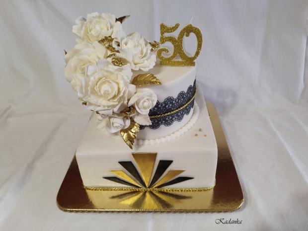 Ku krásnemu jubileu pre dámu ❤ Zdobenie torty v módnom štýle 20. rokov, torta, Narodeninové torty, Kadanka, 4