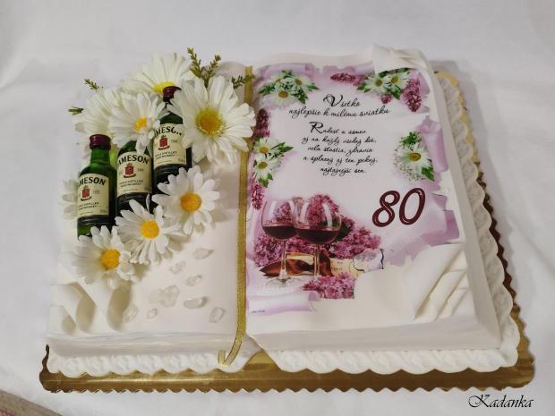 Ku krásnemu jubileu pre pána otvorená kniha, torta, Narodeninové torty, Kadanka, 3