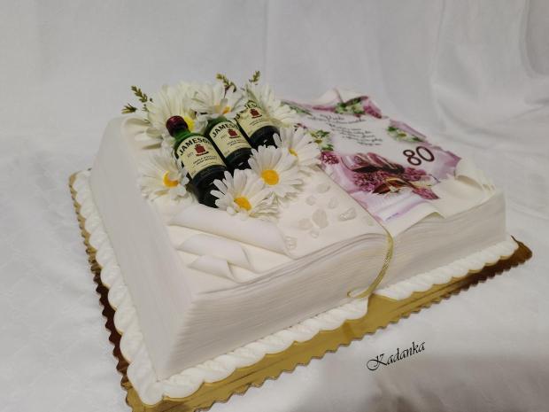 Ku krásnemu jubileu pre pána otvorená kniha, torta, Narodeninové torty, Kadanka, 4