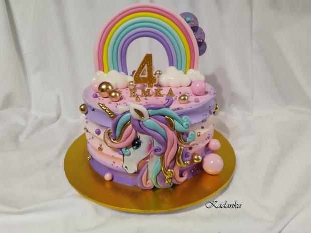 Jednorožec - Unicorn  Tortička krémová pre Emku, torta, Torty pre dievčatá, Kadanka, 1