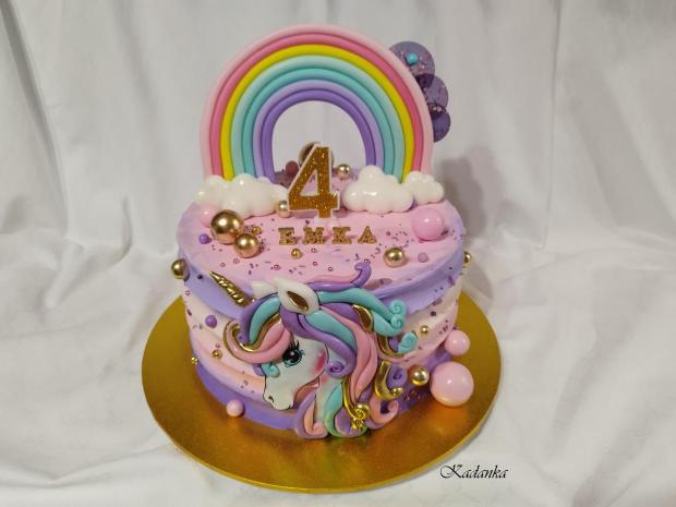 Jednorožec - Unicorn  Tortička krémová pre Emku, torta, Torty pre dievčatá, Kadanka, 2